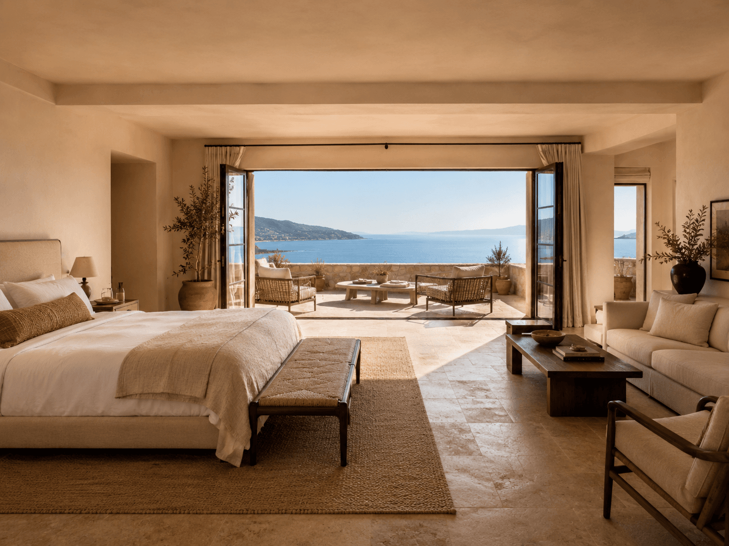Sea Suite with open living area and full sea view